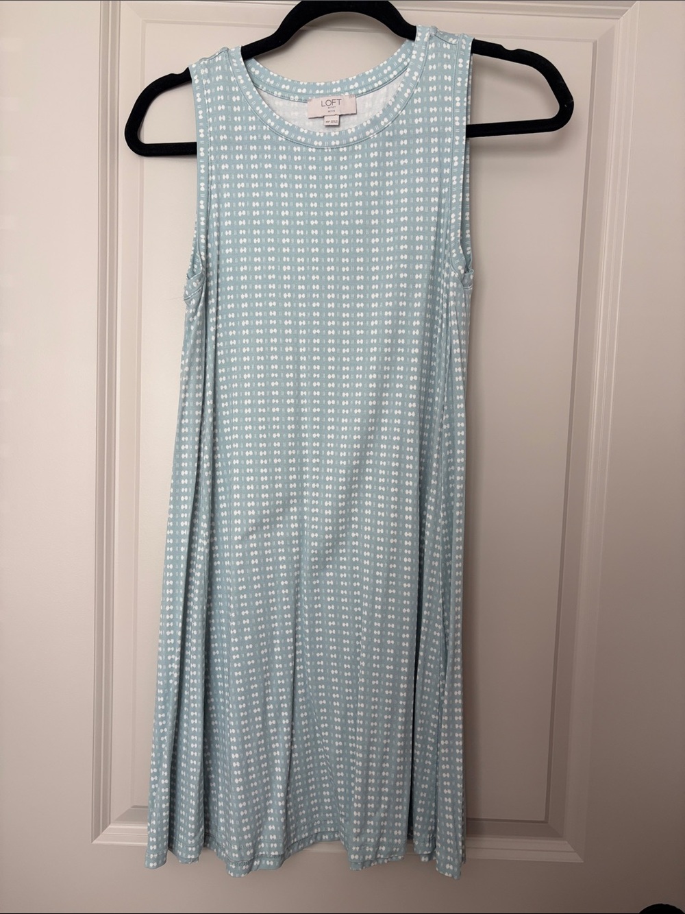 LOFT Light Blue Geometric Sleeveless Swing Dress